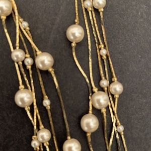 Multi strand Gold chains with faux pearls